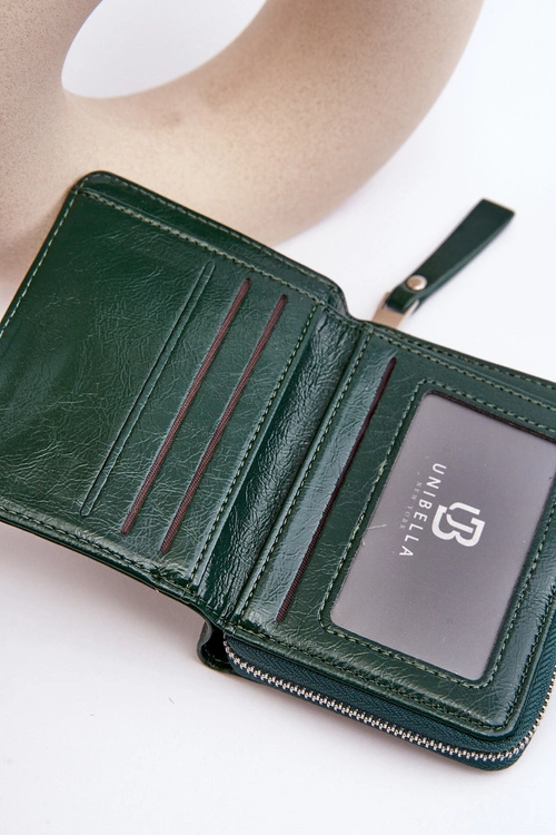 Damski Lakierowany Portfel Portmonetka Z Ekoskóry Ciemnozielony Zalirna