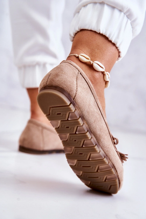 Damskie Zamszowe Mokasyny Ciemnobeżowe Wilessa