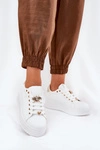 Sneakersy Damskie Na Platformie Z Przypinkami Białe Ilanina