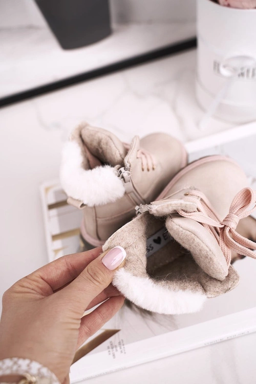 Dziecięce Ocieplane Trapery Botki Beżowe Maestro