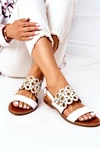 Skórzane Ażurowe Sandały Lewski Shoes 3042 Białe
