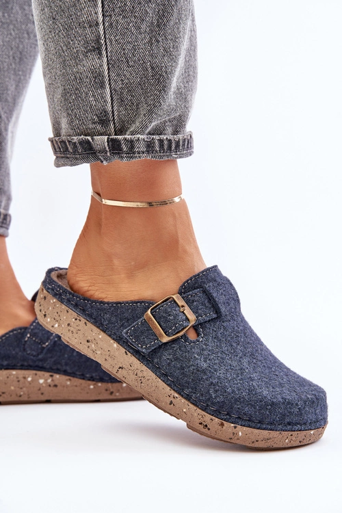 Wygodne Kapcie Damskie Z Klamrą Inblu ED000019 Granatowe