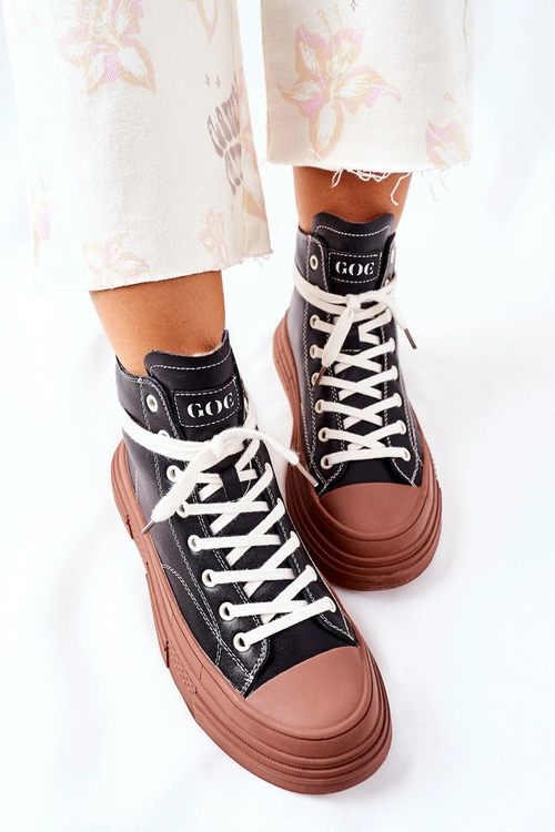 Damskie Ocieplane Trampki GOE Wysokie II2N4033 Czarne