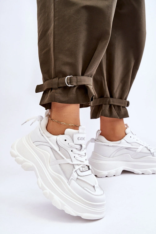 Buty Sportowe Na Masywnej Platformie GOE LL2N4029 Białe