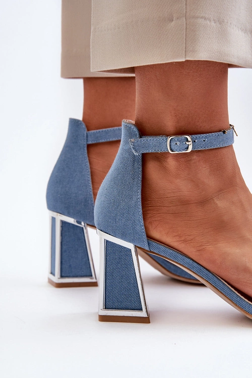 Jeansowe Sandały Na Słupku Niebieskie Pholia