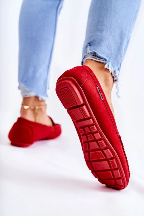 Zamszowe Mokasyny Damskie Czerwone Millare