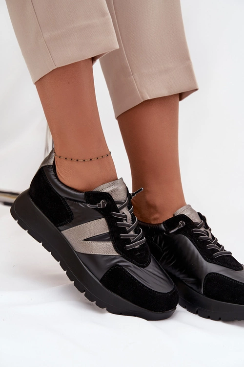 Sneakersy Damskie Na Platformie Vinceza 58561 Czarne