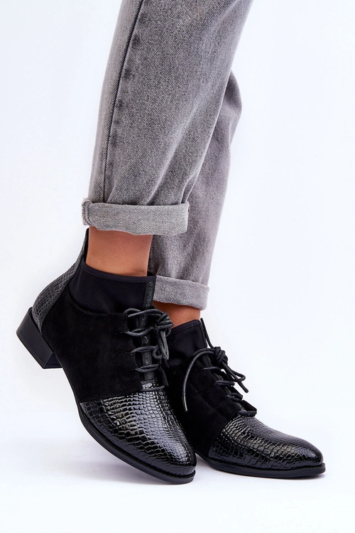 Półbuty Damskie Na Płaskim Obcasie Czarne S.Barski 259-1