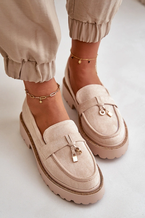 Damskie Mokasyny Eko Zamszowe Ze Zdobieniem Jasnobeżowe Verindalle