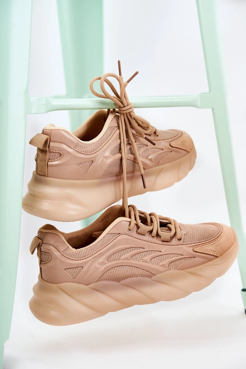 Modne Damskie Buty Sportowe Sneakersy Beżowe Sollero
