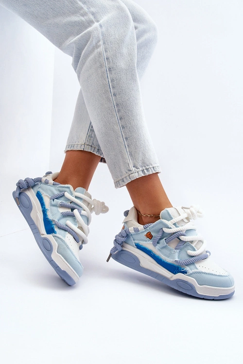 Damskie Sneakersy Z Grubym Sznurowaniem Niebieskie Miatora