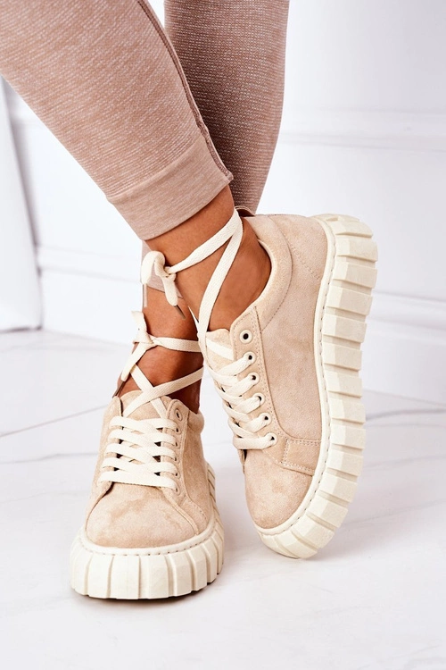 Zamszowe Tenisówki Na Platformie Beżowe Whatever