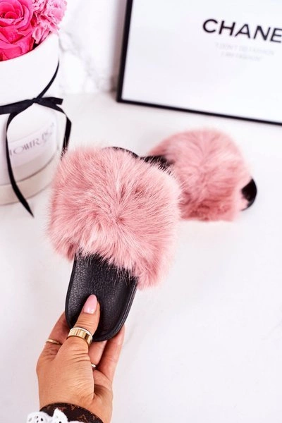 Dziecięce Klapki Z Futerkiem Różowe Fashionista