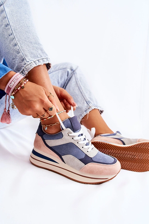 Damskie Zamszowe Buty Sportowe Niebiesko-Szare Elisse