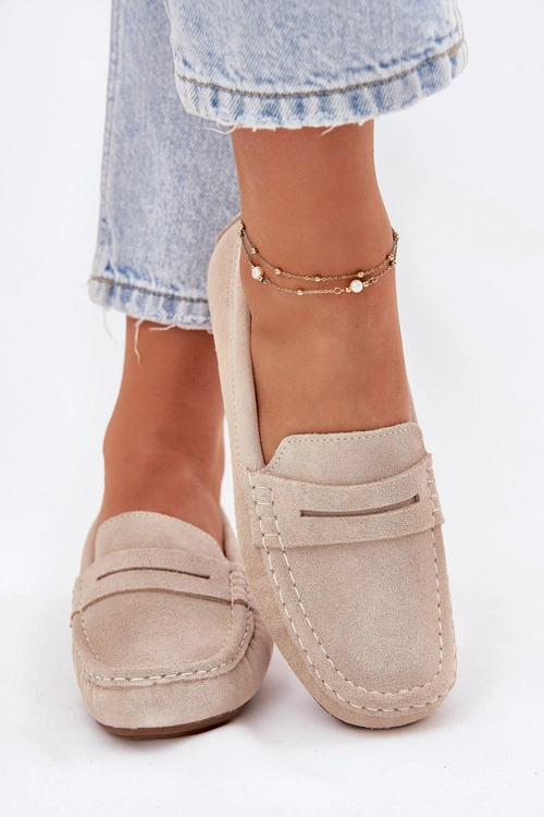 Zamszowe Mokasyny Damskie Big Star RR274947 Beżowe