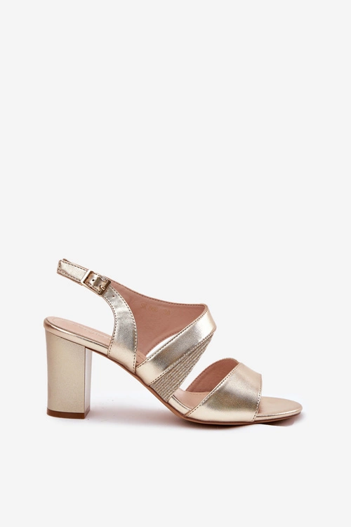 Sandały Damskie Na Słupku Sergio Leone SK866 Złote