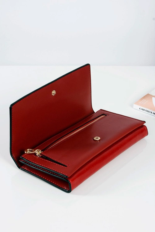 Duży Damski Czerwony Modny Portfel