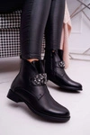 Damskie Botki Ocieplane Kryształki Czarne Somingo