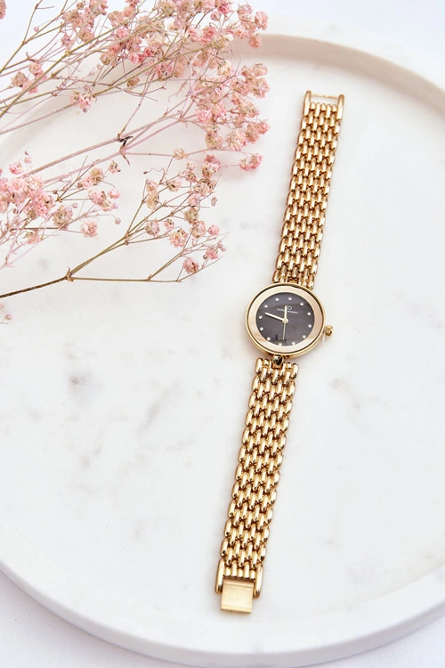 Damski Zegarek Giorgio&Dario Z Cyrkoniami Na Czarnej Tarczy Złoty