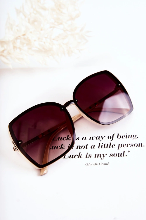 Klasyczne Okulary Przeciwsłoneczne V160023 Brązowo-Beżowe