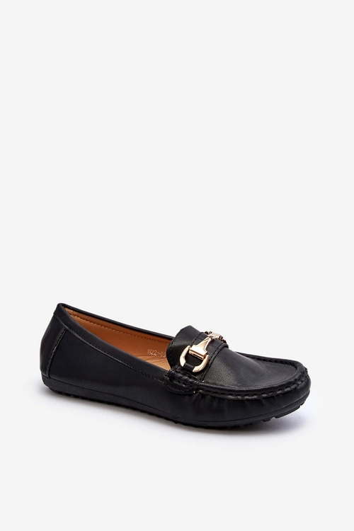 Damskie Klasyczne Mokasyny Eko Skórzane Czarne Demese