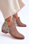 Skórzane Botki Maciejka Z Cętkami 04091-55 Ciemnobeżowe 