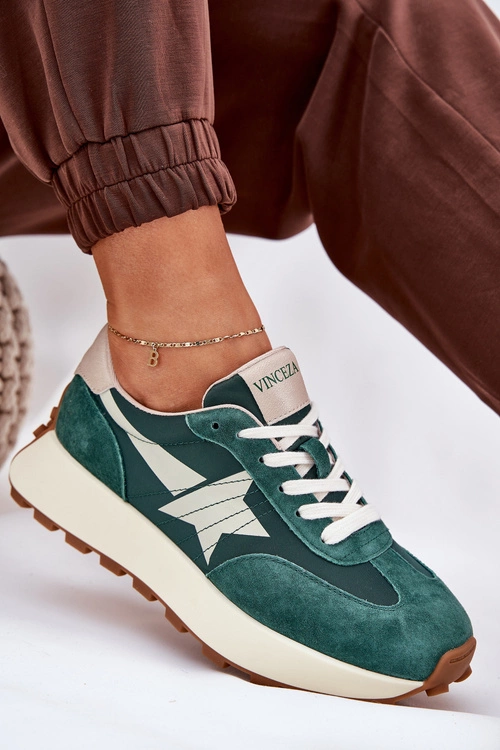 Zamszowe Buty Sportowe Damskie Na Platformie Vinceza 66720 Zielone