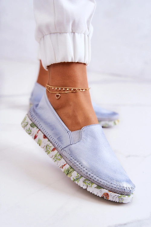 Damskie Półbuty Wsuwane Skórzane Maciejka 03512-40 Jasnoniebieskie