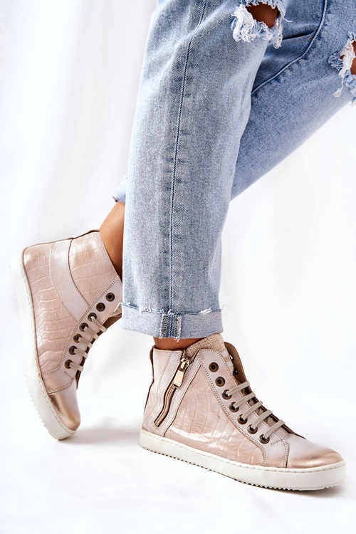 Wysokie Trampki Na Suwak Monnari 0630-M15 Beżowe