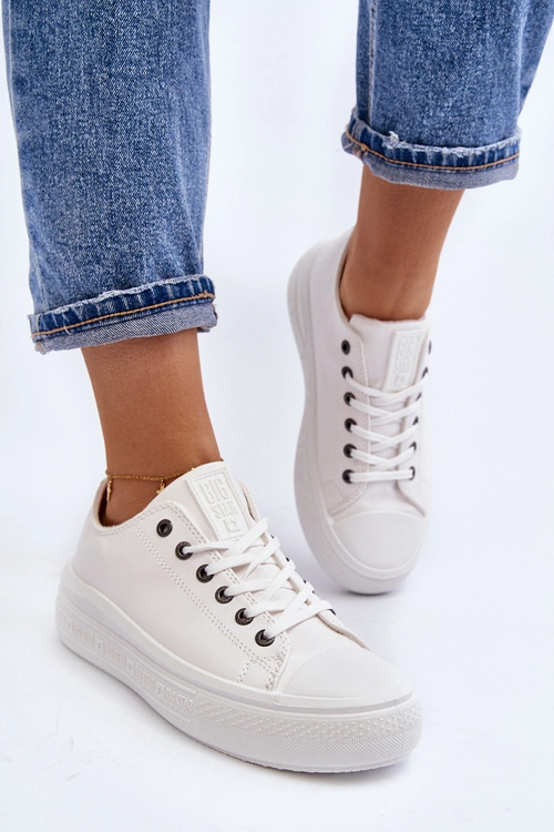 Niskie Trampki Damskie Ocieplane Białe Big Star MM274029