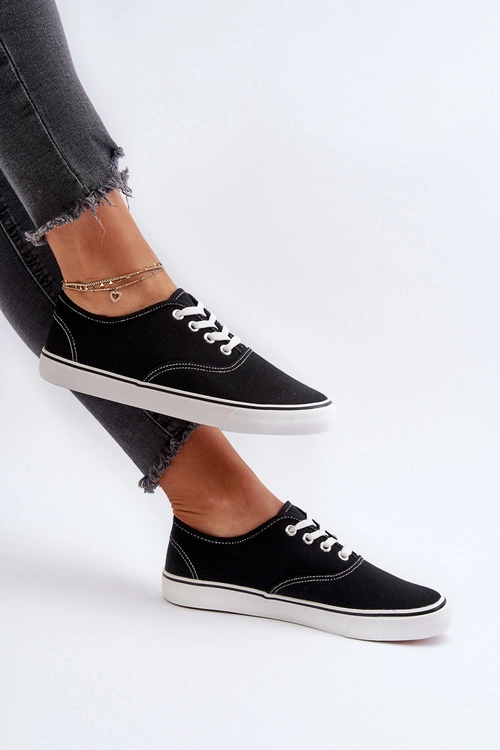 Tenisówki Trampki Damskie Klasyczne Czarne Olvali