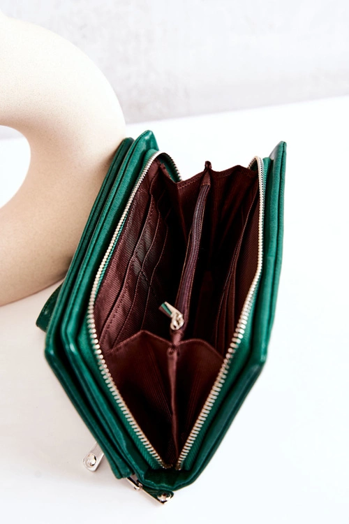 Duży Skórzany Portfel Zielony Rhodes