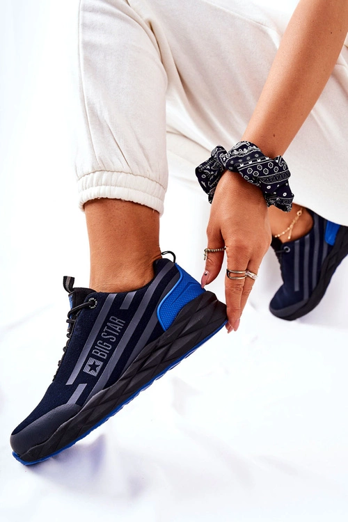 Skórzane Buty Sportowe Big Star II274459 Granatowe