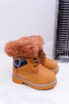 Dziecięce Chłopięce Botki Ocieplane Futerkiem Trapery Camel Cobi