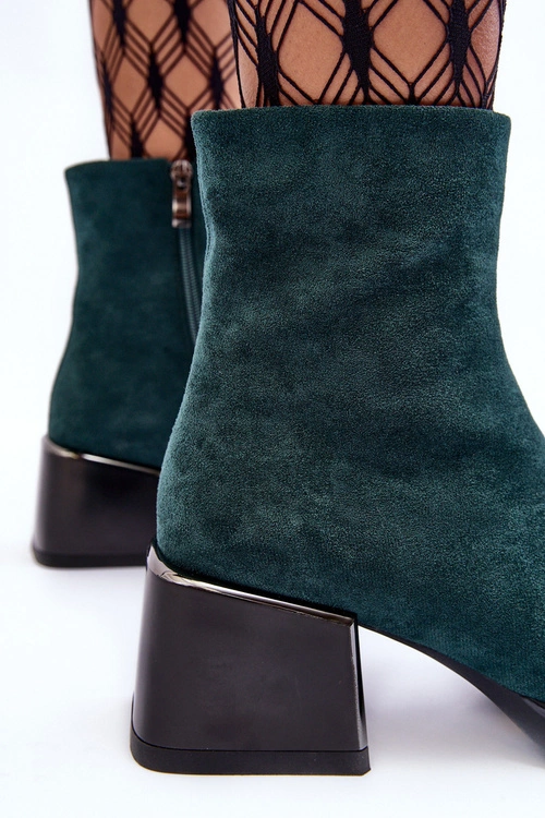 Zamszowe Botki Na Masywnym Klocku S.Barski MR870-70 Zielone