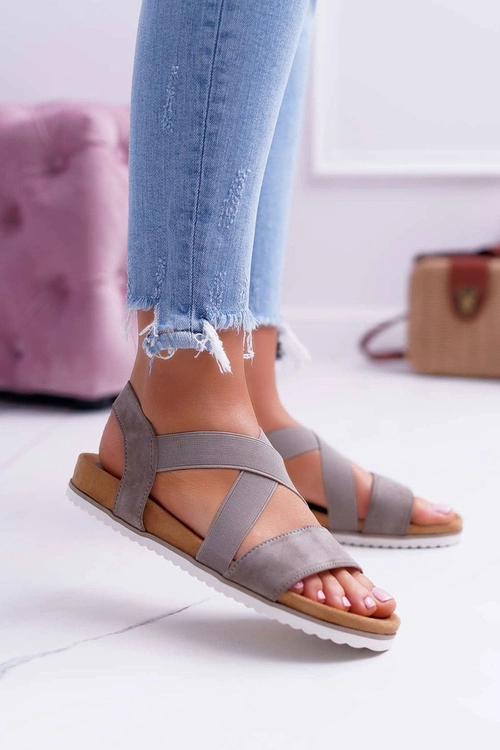 Sandały Damskie Z Gumkami Khaki Itako