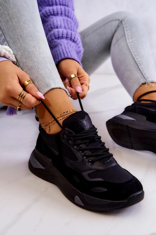 Damskie Sportowe Buty Sneakersy Czarne Spencer