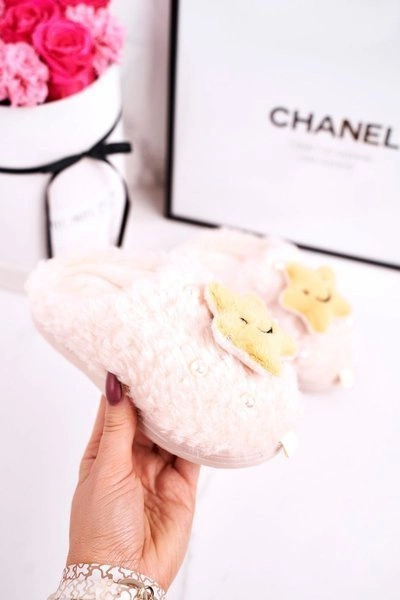 Dziecięce Ocieplane Klapki Papcie Beżowe Little Star