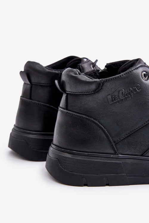 Skórzane Ocieplane Botki Sneakersy Męskie Lee Cooper LCJ-24-33-2913 Czarne
