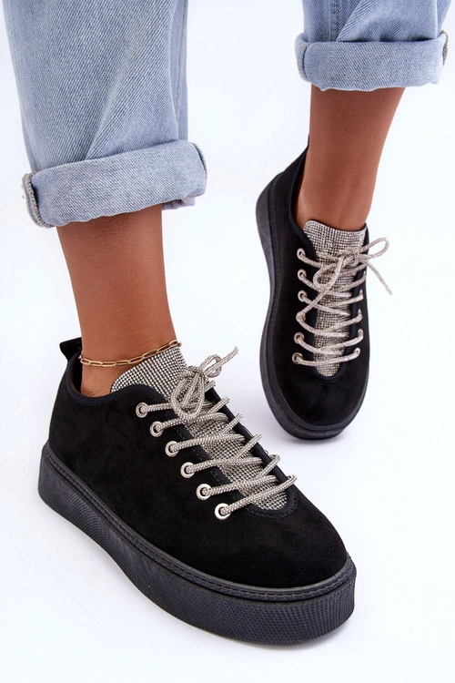 Zdobione Dżetami Buty Sportowe Damskie Czarne Ecea