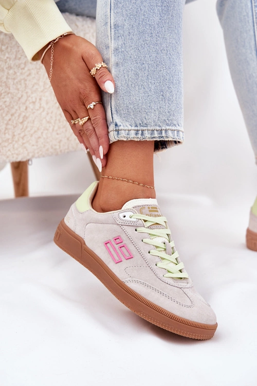 Zamszowe Buty Sportowe Sneakersy Damskie D.Franklin DFSH387005 Zgaszona Biel