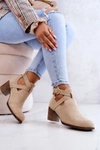 Skórzane Botki Z Wycięciem Na Słupku Beżowe Lemar Axelle