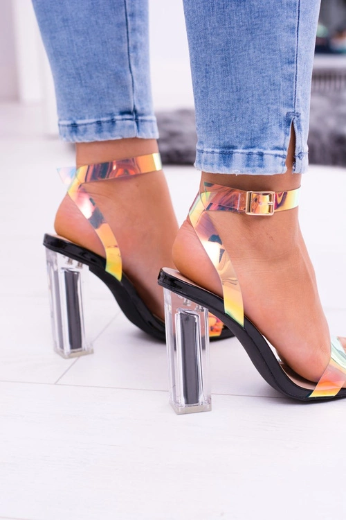 Lu Boo Czarne Sandały Transparentny Słupek Mirage
