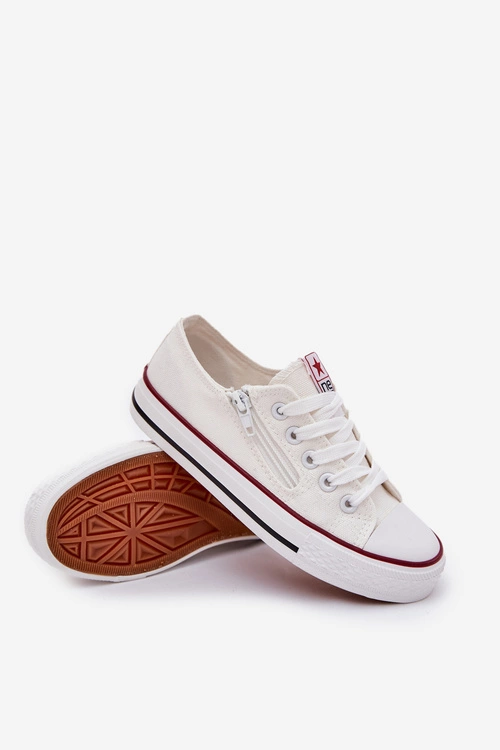 Dziecięce Niskie Trampki Sznurowane Białe Margo