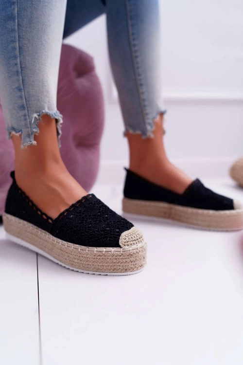 Espadryle Damskie Koronkowe Czarne Lovely Haven