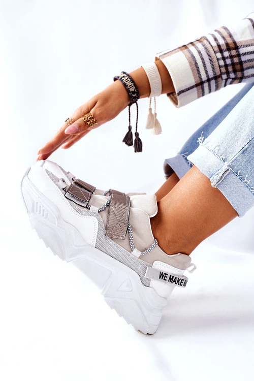 Damskie Sportowe Buty Sneakersy Srebrne Katerini