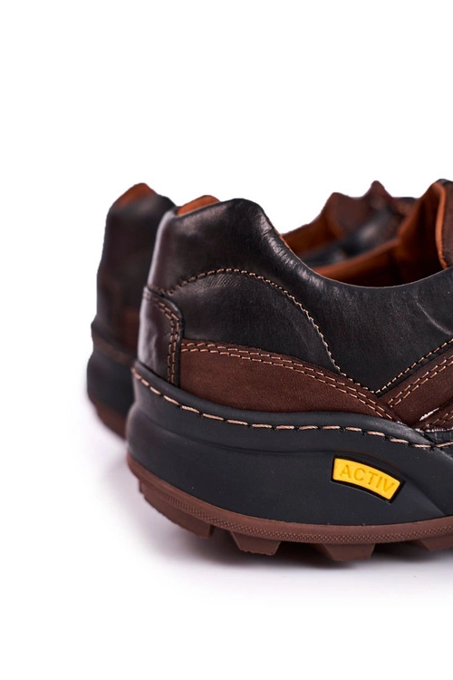 Męskie Trekkingowe Skórzane Półbuty Bednarek Activ Brązowe