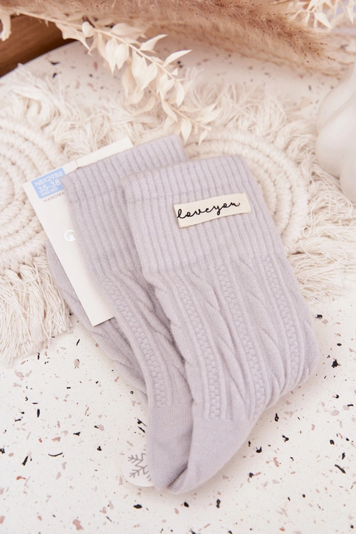 Ciepłe Skarpetki Damskie Z Wełną Jasnoszare