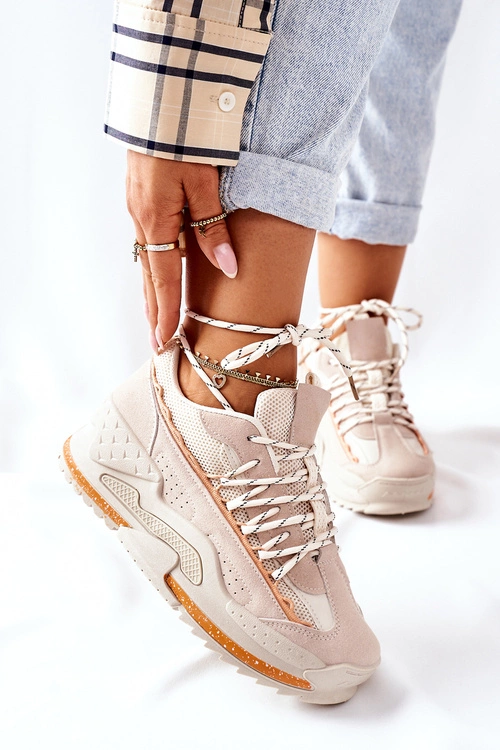 Damskie Sportowe Buty Sneakersy Beżowe Aland