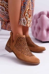 Botki Damskie Wiosenne Kowbojki Camel 2366 Draw